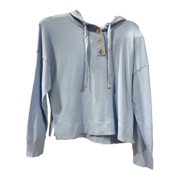 Designer Tommy Hilfiger Womens Hoodie With Cap Color:Sky Blue Size:Large - Picture 1 of 2